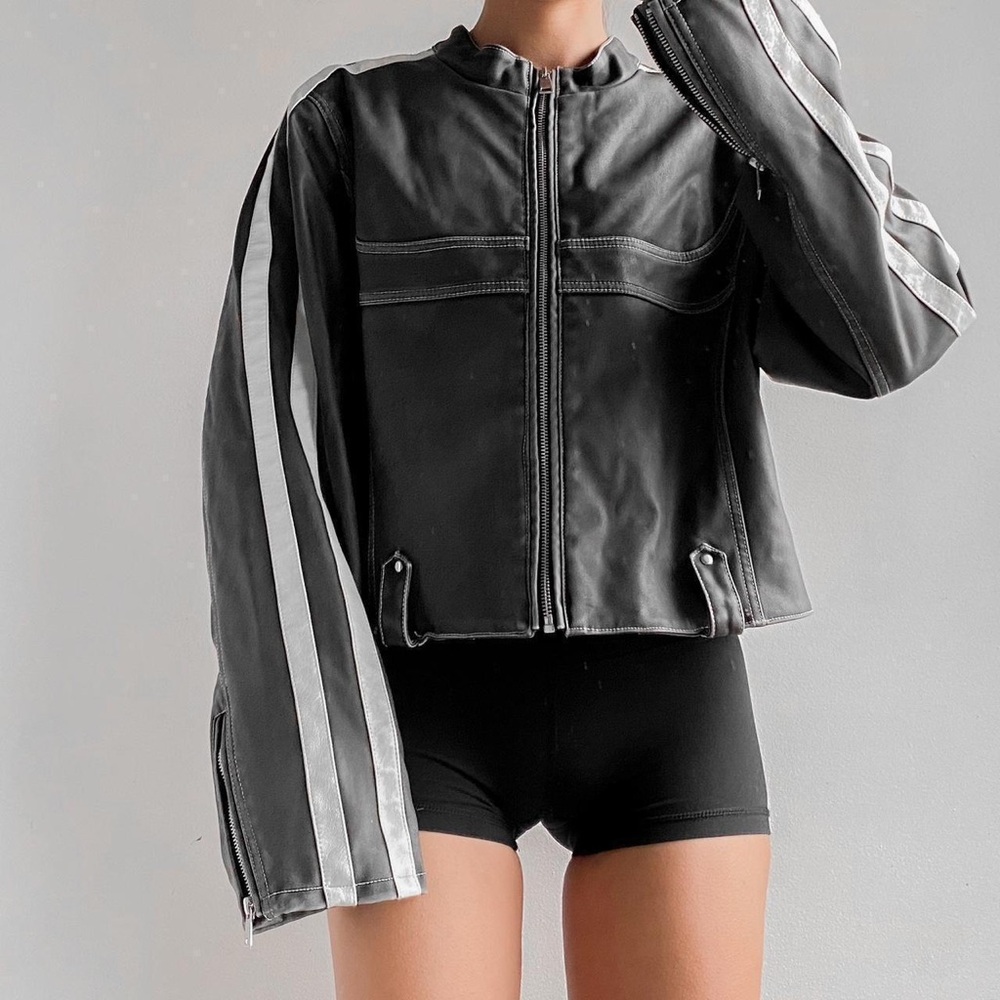 Urban Outfitters Black and White Leather Jacket